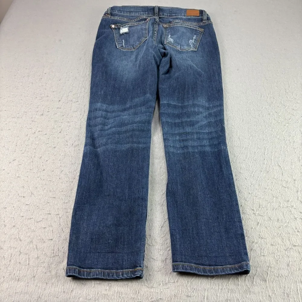 Judy Blue Jeans Womens‎ 7/28 Boyfriend Fit Distressed Denim Medium Wash